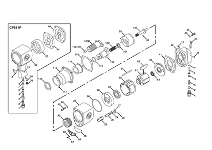 Figure 0 Diagram and Parts List for CP0611GASEL  Chicago Pneumatic Wrench